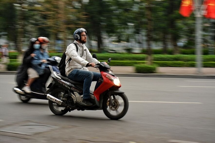 Foreigner buying motorbike in Vietnam